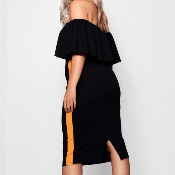 PLUS RUFFLE SPORTS STRIPE MIDI DRESS NWT - Picture 2 of 2